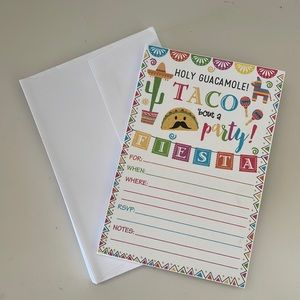 🌮 Fiesta Taco Party Invitation Cards - Colorful Multicolor